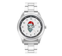 Santa Alien - Orologio da polso da uomo, casual, con cinturino in acciaio inox, in lega, al quarzo, Stile:, regular