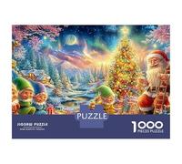 Santa And Elves Decorating A Tree Puzzle Da 1000 Pezzi Cartone Riciclato, Gioco Di Ingegno 38x26cm/1000pcs