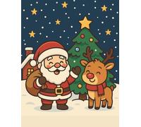Santa and Reindeer Christmas Notebook - for Kids and Adults with Festive Santa Claus and Rudolph Cover: 8.5x11 Wide Ruled Composition book with 120 ... School Notes, or Christmas Writing Journal