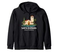 Santa Barbara Beach Retro California Surf Isla Vista Missione Felpa con Cappuccio