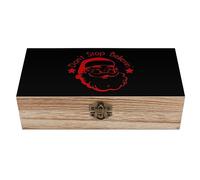 Santa Believin - Scatola per tesori in legno, 20 x 9,4 x 5,8 cm, con coperchio incernierato e chiusura frontale