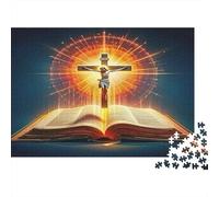 Santa Bibbia e Croce Puzzle 1000 Pezzi Carta per Adulti Aureola Radiante Gioco di Puzzle 1000 Pezzi Decorazione Regalo 70x50cm/1000pcs