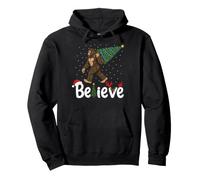 Santa Bigfoot Christmas Lights Rock Funny Sasquatch Believe Felpa con Cappuccio