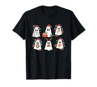 Santa Boo Fantasma Creepy Halloween E Natale Design Babbo Natale Maglietta