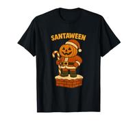 Santa Boo Fantasma Creepy Halloween E Natale Design Babbo Natale Maglietta