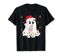 Santa Boo Fantasma Creepy Halloween E Natale Design Boo Maglietta