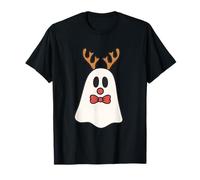 Santa Boo Fantasma Creepy Halloween E Natale Design Boo Maglietta