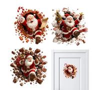 Santa Break Mirror Decal - 2D Holiday Sticker, Reflective Wall Accent, Heav | Christmas Decorations Indoor Christmas Wall Stickers 2D Santa Break In Desi Door Home Room Party Store Restaurant School Dorm