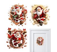 Santa Break Mirror Decal - 2D Holiday Sticker, Reflective Wall Accent, Heav | Christmas Decorations Indoor Christmas Wall Stickers 2D Santa Break In Desi Door Home Room Party Store Restaurant School Dorm