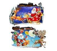 Santa Breakthrough Wall Sticker 3D Broken Wall Effect, Removable Christmas Creative Walls Sticker, Large Santa Walls Decor for Doors, Windows, Kids Rooms, Holiday Parties (CC)