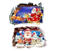 Santa Breakthrough Wall Sticker 3D Broken Wall Effect, Removable Christmas Creative Walls Sticker, Large Santa Walls Decor for Doors, Windows, Kids Rooms, Holiday Parties (NN)
