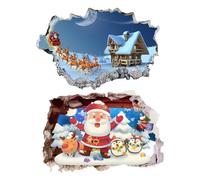 Santa Breakthrough Wall Sticker 3D Broken Wall Effect, Removable Christmas Creative Walls Sticker, Large Santa Walls Decor for Doors, Windows, Kids Rooms, Holiday Parties (MM)