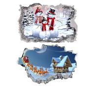 Santa Breakthrough Wall Sticker 3D Broken Wall Effect, Removable Christmas Creative Walls Sticker, Large Santa Walls Decor for Doors, Windows, Kids Rooms, Holiday Parties (RR)