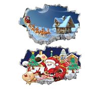 Santa Breakthrough Wall Sticker 3D Broken Wall Effect, Removable Christmas Creative Walls Sticker, Large Santa Walls Decor for Doors, Windows, Kids Rooms, Holiday Parties (HH)