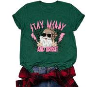 Santa Brief Design - Maglietta da donna, casual, per vacanze, alla moda, a maniche corte, traspirante, Verde scuro, XXL