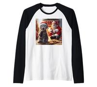 Santa Cat Cookie Surprise - Simpatico gattino natalizio unisex Maglia con Maniche Raglan