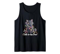 Santa Cat Talk To The Paw Funny Christmas Cool Cat Lover Canotta