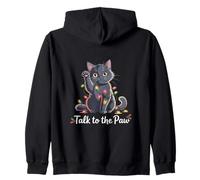 Santa Cat Talk To The Paw Funny Christmas Cool Cat Lover Felpa con Cappuccio