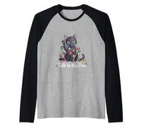 Santa Cat Talk To The Paw Funny Christmas Cool Cat Lover Maglia con Maniche Raglan