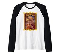 Santa Caterina da Bologna Madre Madre Pesca Arte Cattolica Maglia con Maniche Raglan