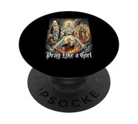 Santa cattolica Prega come una ragazza Donne Apparizioni mariane PopSockets PopGrip Adesivo
