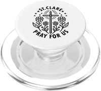Santa Chiara d'Assisi Prega per noi Croce Floreale Cattolica PopSockets PopGrip per MagSafe