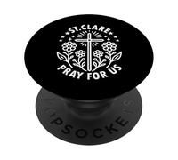 Santa Chiara prega per noi cattolico santa floreale PopSockets PopGrip Adesivo