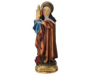 Santa Chiara statua resina dipinta 12 cm