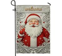 Santa Christmas Festive Welcome Candy Cane Xmas Red Bandiera Da Giardino Resistente Alle Intemperie Bandiera Colore Vivido Bandiere Verticale Per Prato Feste Festival 30X45Cm