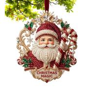 Santa Christmas Ornament Rhinestone 2D Acrylic Funny Decoration