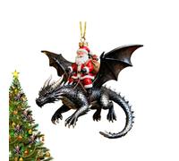 Santa Christmas Ornaments | 2D Santa Riding a Flying Dragon Decor | Christmas Ornament | for Holiday Home Wall Window Backpack Celebration Winter Seasonal Display