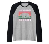 Santa Clarita California Bear Retro 661 Santa Clara River Maglia con Maniche Raglan