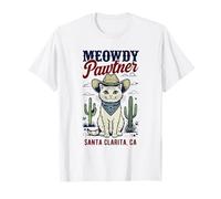 Santa Clarita, California, USA, divertente disegno a forma di gatto Meowdy Pawtner Maglietta