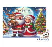Santa Claus 1000 Piece Educational Game Santa And Mrs Claus with Deer for Adults Teens Premium 100% Recycled Board 70x50cm 1000pcs