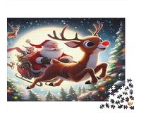 Santa Claus 1000 Piece Puzzle for Adults Santa on Reindeer Fun And Challenging Family Game & Great Gift Idea 70x50cm 1000pcs