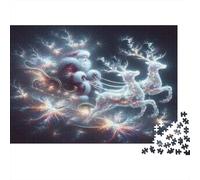 Santa Claus 1000Pc Adult Jigsaws Santa with Reindeer in Light for Adults Challenging & Brainteasing Puzzle Games 52x38cm 1000pcs