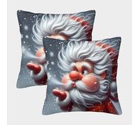 Santa Claus Blowing Snow Federe Cuscini Per Divano Decorative Art Fodere Per Cuscini Confezione Da 2 Moderni Per Soggiorno Camera Sofà 50x50cm