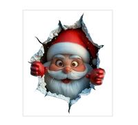 Santa Claus Breaching Through A Wall Sticker, Lively Christmas Themed Wall Decals, Christmas Stickers, Creating Festive Atmosphere, Per Famiglie, Finestre, Uffici, Case, Salotti