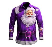 Santa Claus - Camicia natalizia da uomo, in cotone, motivo: Merry Christmas, Lila35, S