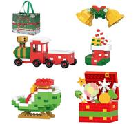 Santa Claus Design Building Blocks Set,4 Pack Christmas Theme Building Blocks Ornaments, Mini Building Figures, DIY Stocking Stuffers, Xmas New Year Birthday Gifts (B)