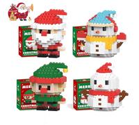Santa Claus Design Building Blocks Set, Christmas Building Blocks Theme Ornaments, Mini Building Figures, Christmas Stocking Stuffers Gifts, foKids Boys Girls Teens Christmas Favors (Style 1)