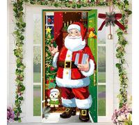 Santa Claus Door Frame Banner, Santa Reindeer Christmas Door Wrap Banner, Funny Merry Christmas Front Doors Cover 71x35 Inch, for Party Living Room Bedroom Kitchen Office Restaurant (G)