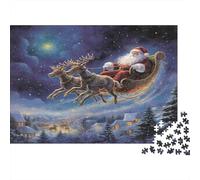 Santa Claus Flying Sleigh Puzzle Classico 1000 Pezzi Per Tutta La Famiglia Riduzione Dello Stress Per Esperti Decorazione Murale Mantenimento Mentale Riciclabile 70x50cm/1000pcs