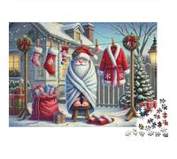 Santa Claus Holiday Scene Puzzle Per Adulti 1000 Pezzi Per Uomini E Donne Tempo Libero Arredamento Casa Made in Europa Mantenimento Mentale Materiali Ecologici 38x26cm/1000pcs