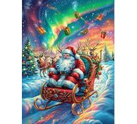 Santa Claus in A Sleigh Under The Northern Lights Puzzle 300 Pezzi Sfida Impossibile Difficile Fairy Tale Scenery Cartoon Rompicapo Per Adulti Amanti Del Puzzle Rilassamento E Stimolo Intellettuale R