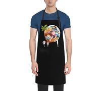 Santa Claus in The Surf Grembiule Cucina Regolabile Grembiuli Cucina Multiuso Grembiule per Cameriere Barman Lavoro 70X84cm