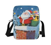 Santa Claus Is Climbing Down The Chimney borsa a tracolla da uomo Piccola borsa a tracolla per le donne borse a tracolla borsa a tracolla per viaggio tracolla regolabile per casual