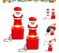 Santa Claus Luminous Voice Keychain,Rechargeable Funny Clicker Fidget Toy