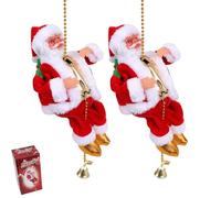 Santa Claus Musical Climbing Rope with Three-speed, Climbing Santa on Rope for Christmas Tree Home Party Decoration (2PCS)