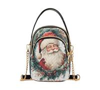 Santa Claus on A Wreath Watercolor Style trendy borsa a tracolla per gli uomini con multi tasche borsa per la festa della mamma